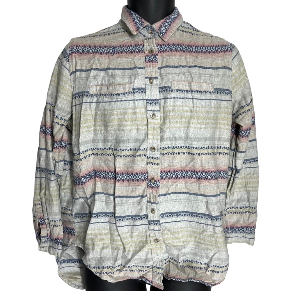 BDG Top XS Oversized Aztec Tribal Long Sleeve Button Up 100% Cotton Southwestern